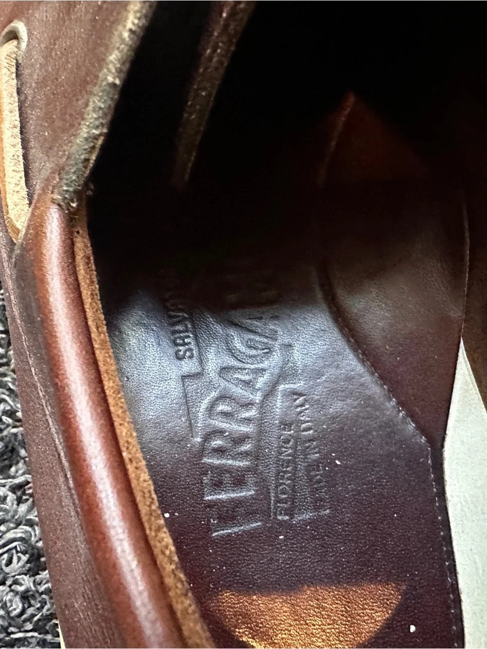 Men's Salvatore Ferragamo Brown Leather Boat Shoes